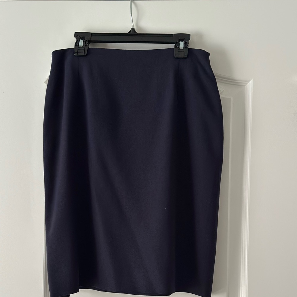 Ralph Lauren Purple Label Collection 100% Wool Navy Pencil Skirt Made in USA